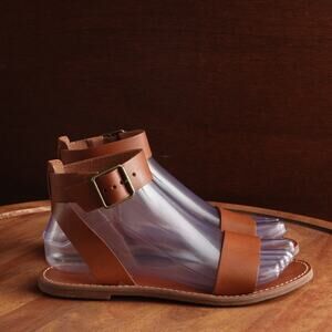 Madewell Sandals Womens SZ 6 Brown The Boardwalk Leather Boho Coastal Flat Shoes